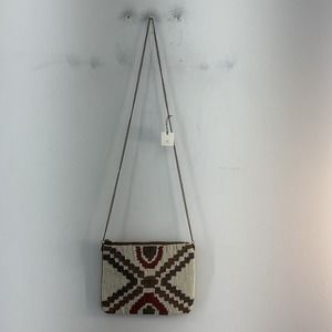 NWT Ese O Ese Brown Tan Band Garda Cotton Beaded Shoulder Bag for Women